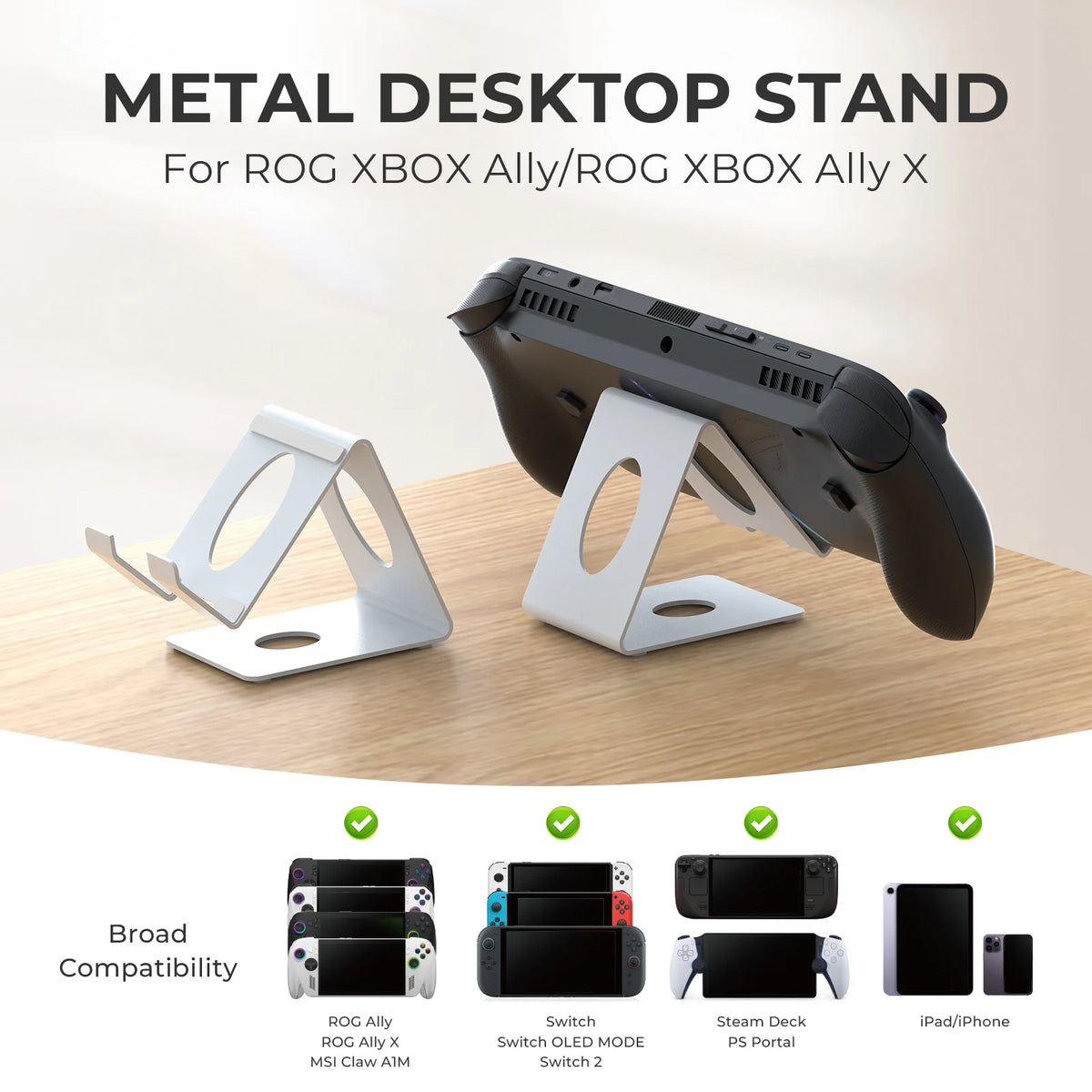 Desktop Stand Holder X155 for Game Console,Tablets Stand with Anti-Slip Silicone Pad Compatible with Steam Deck/ROG/Switch/Phone