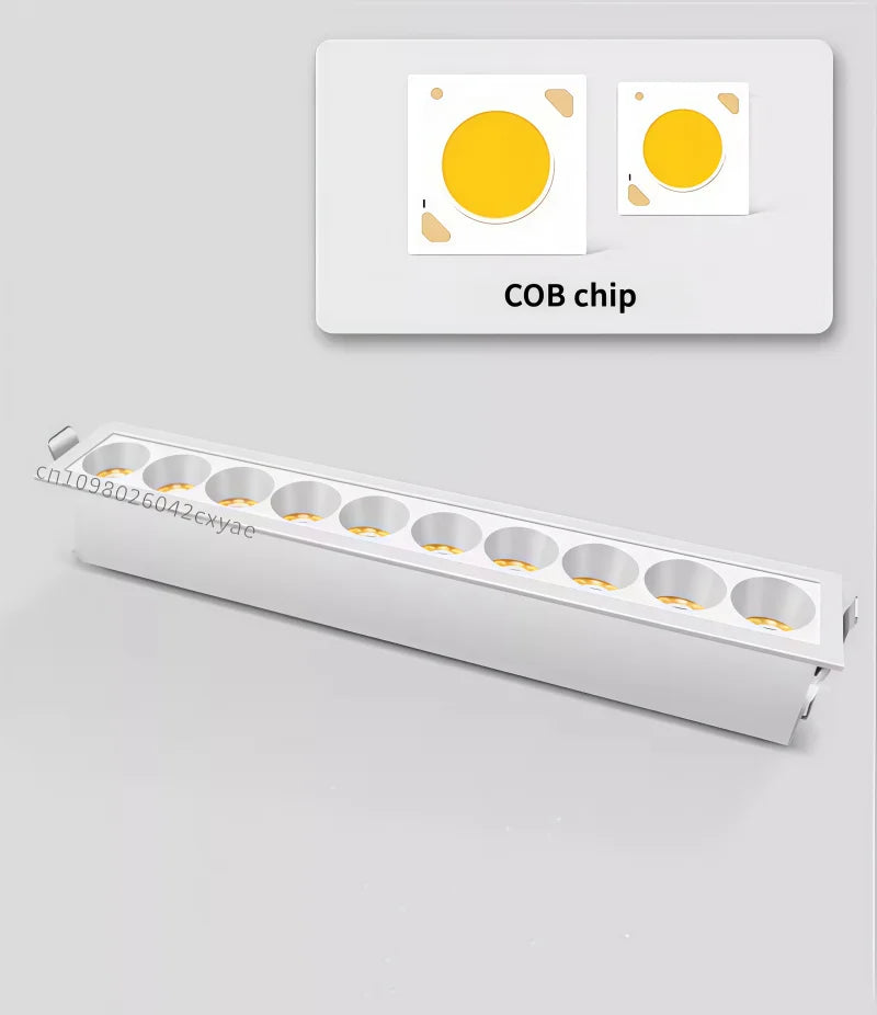 Dimmable Grille Light, COB Ceiling Light, LED Spotlight, Downlight, Anti-Glare Spotlight, AC110-220V, Kitchen Indoor Lighting