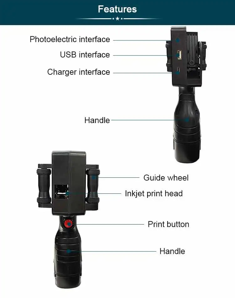 For Phezer P17 Handheld Inkjet Printer 12.7mm Portable Date Code Expiry Batch Number Logo QR Barcode Label Maker 28 Languages