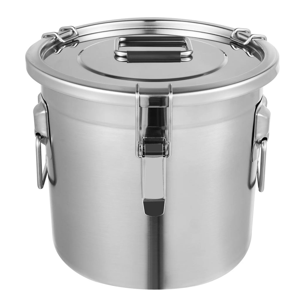 Bymaocar 12L 304 Stainless Steel Cereal Container Metal Kitchen Rice Oil Storage Bucket Airtight Durable, Corrosion Resistant