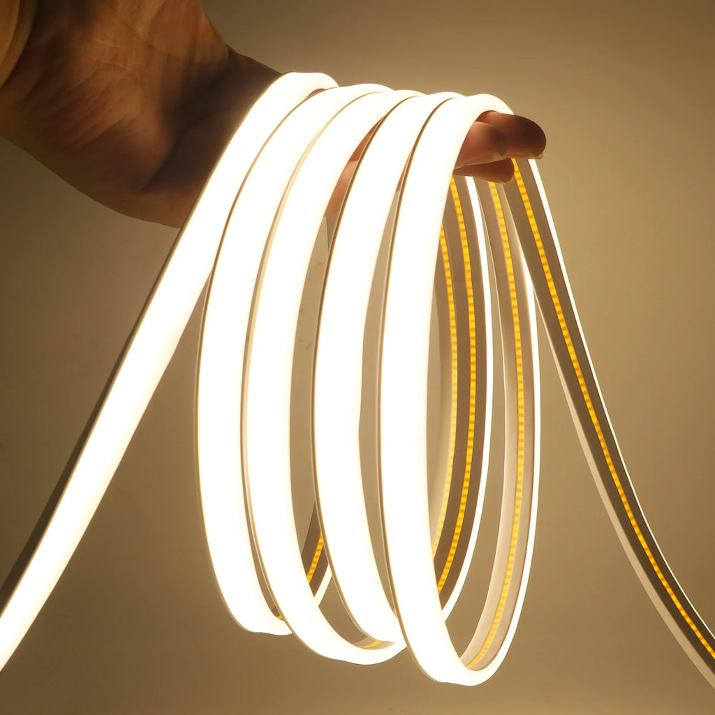 IP65 Waterproof COB LED Neon Strip 12V 24V 320Leds/M for Room Warm/Natural/Cool White Flexible Ribbon LED Light for Garden Decor