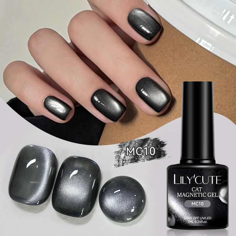 LILYCUTE 7ml Gold Coffee Cat Magnetic Gel Nail Polish Autumn Winter Nails Ultra Shine Moonlight Semi Permanent UV Gel Soak Off