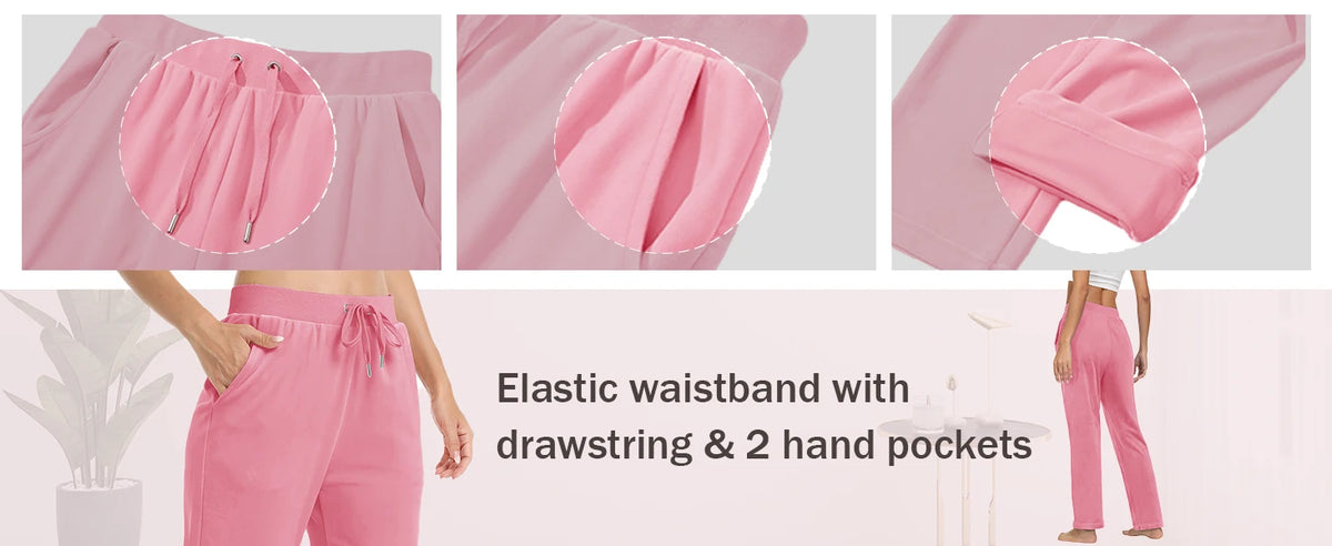 TACVASEN Winter Velvet Pants Womens Drawstring Elastic Waist Fleece Pants Workout Lounge Yoga Velour Pants Sweatpants Jogger