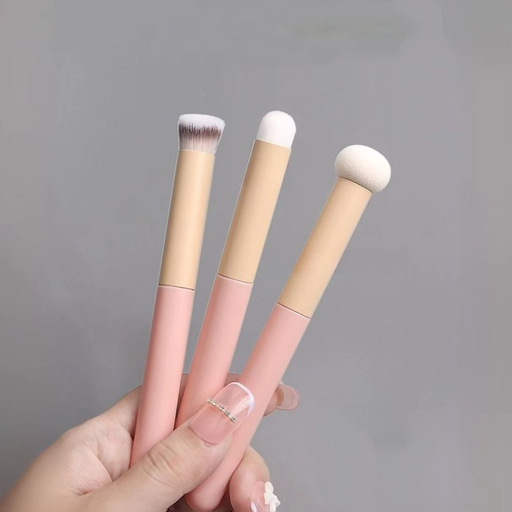 3 High-Quality Makeup Brushes: Mushroom Head Sponge Concealer Brush, Foundation Brush, Lipstick Lip Brush, Makeup Tools