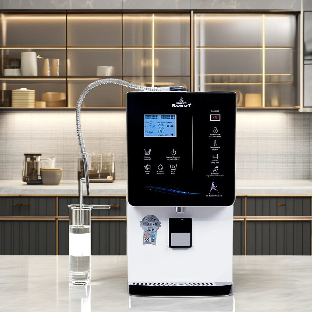 ROBOT CE Certified Electric Alkaline Water Machine 5 Plates pH 4.5-10.5 Hot/Cold Smart Heating English Operation Household Use