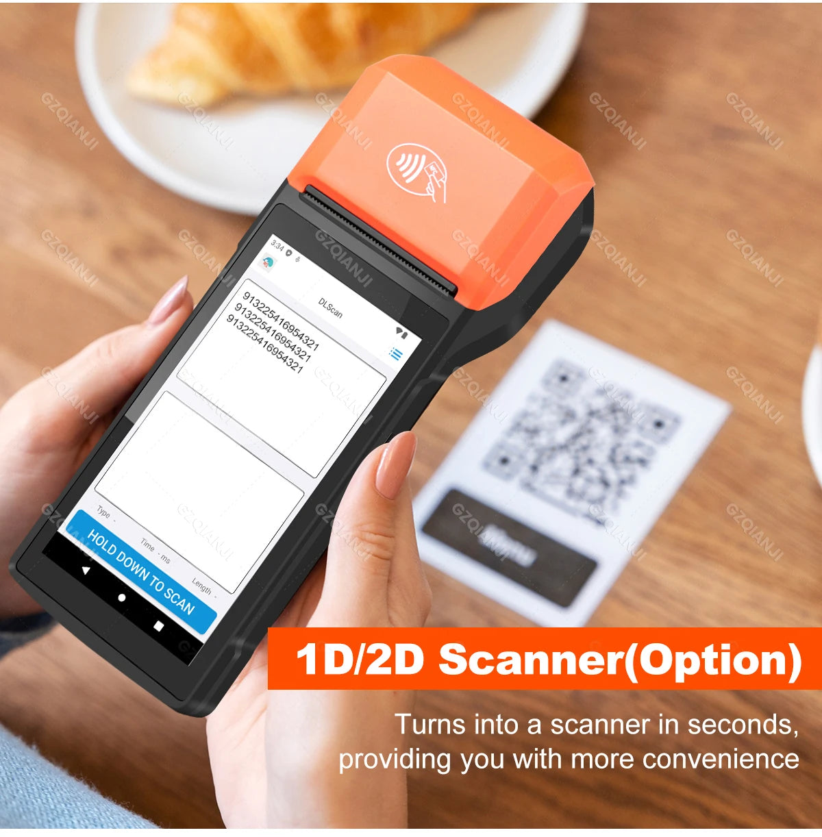 Android 14/13/11 3G 4G Handheld POS Terminal With 58mm Thermal Printer 1D 2D Scanner NFC Reader RAM3GB ROM32GB Mobile Device