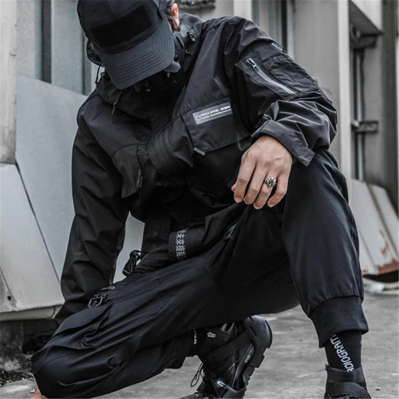 2022 Autumn Tactical Jackets Windbreaker Men Functional Techwear Mens Black Hip Hop Streetwear Waterproof Windproof Hooded Coats