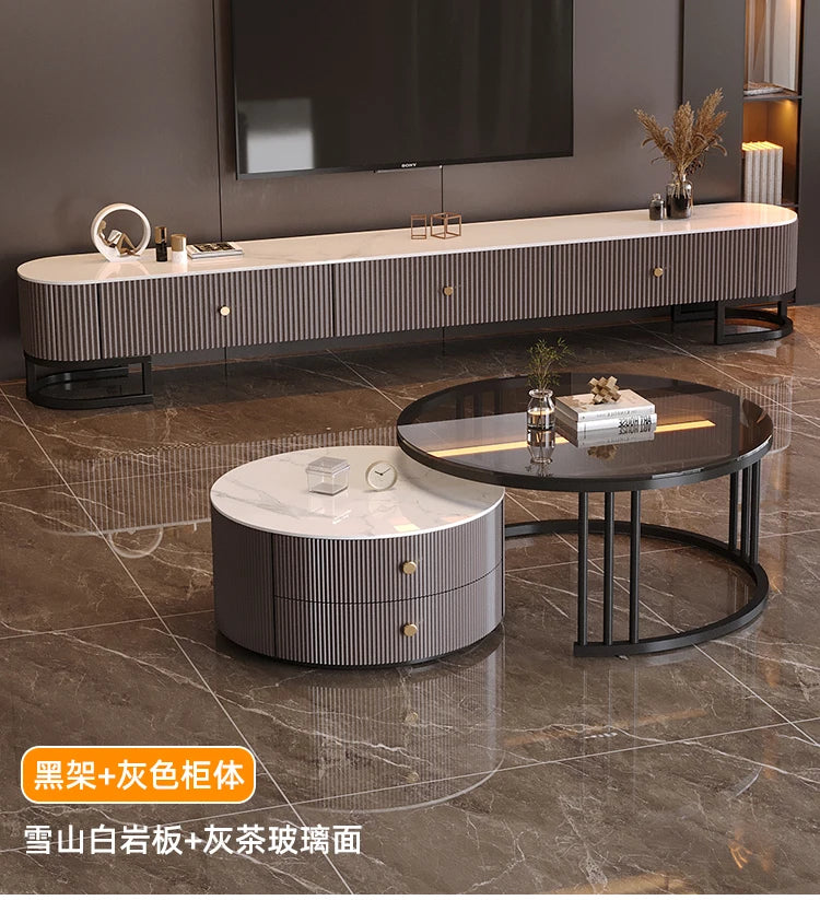 Modern Metal Handles Tv Stand European Unique Simple Minimalist Tv Stand Trendy Industrial Tv Meubel Furniture Home Living Room