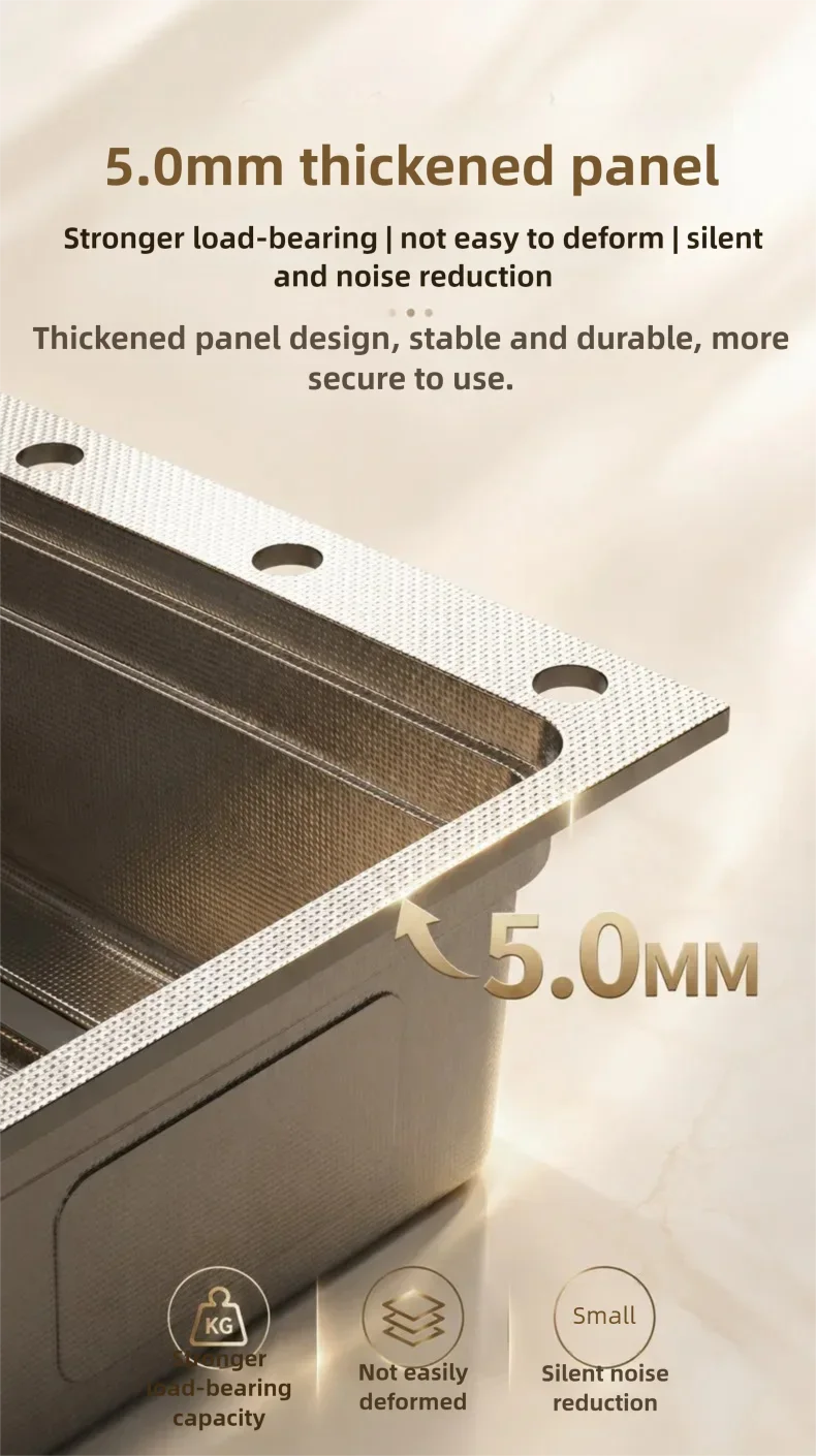 316L Stainless Steel Kitchen Sink Undermount Sinks Antiscratch Rice Granule Embossing Large Single Slot Dish Wash Basin