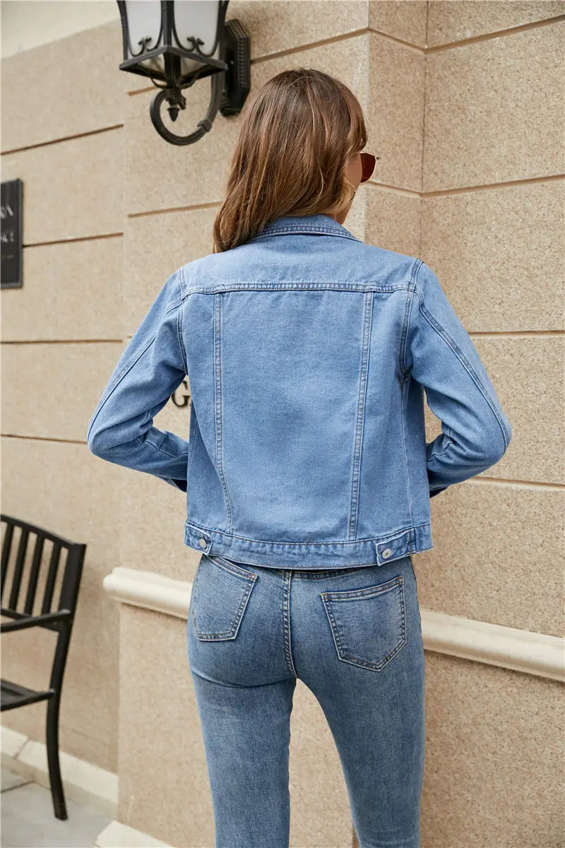 2025 Fashion Slim Fit Lapel Denim Jacket Europe and America