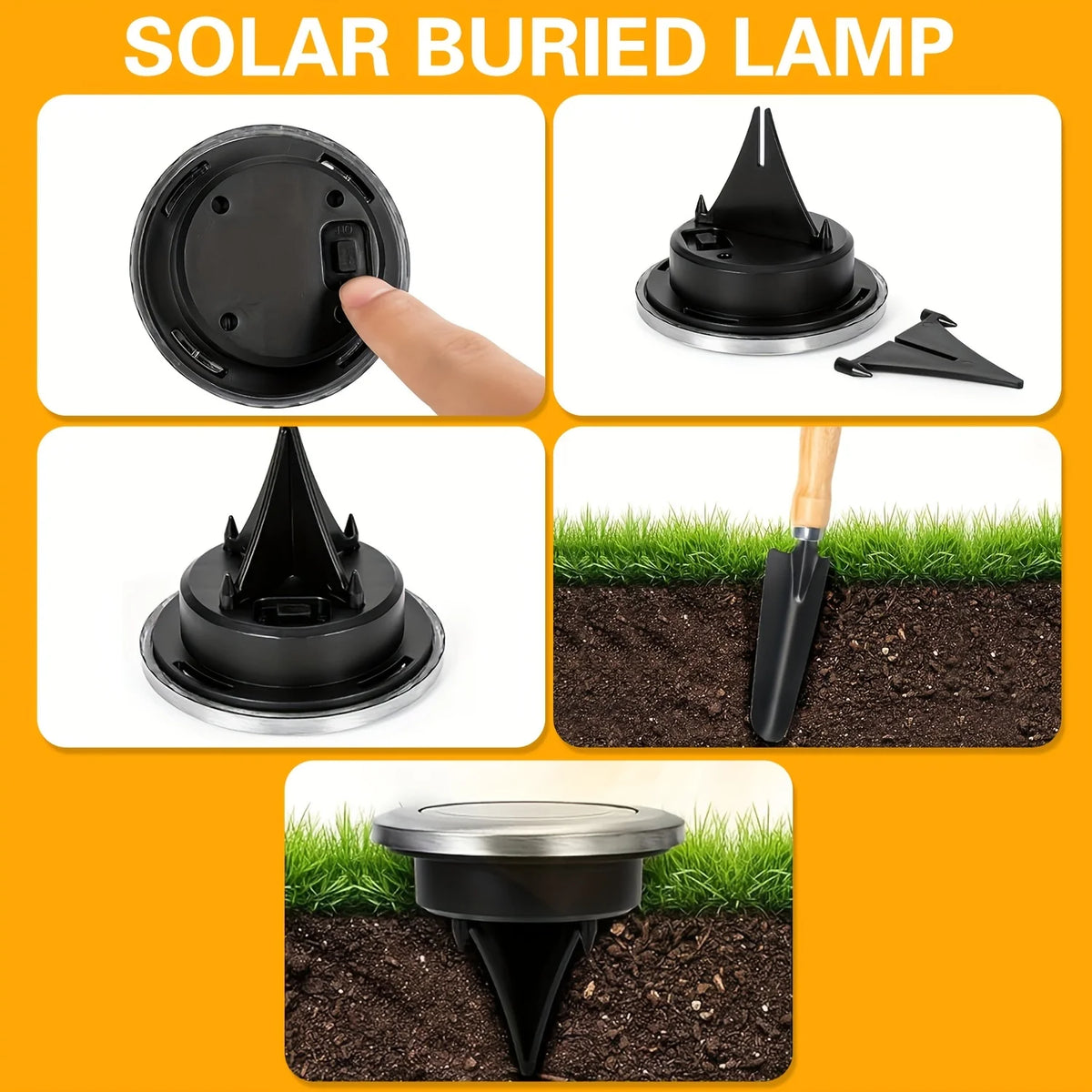 4 Mini Solar Led Ground Lights, Outdoor Stainless Steel Rotating Solar Path Lights, Solar Ground Landscape Lighting