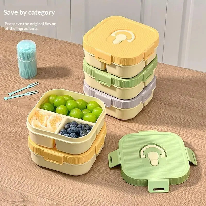 Portable Plastic Lunch Box With Compartment Microwave Safe Fruit Salad Lunch Container Kid Student Leak-proof Bento Box