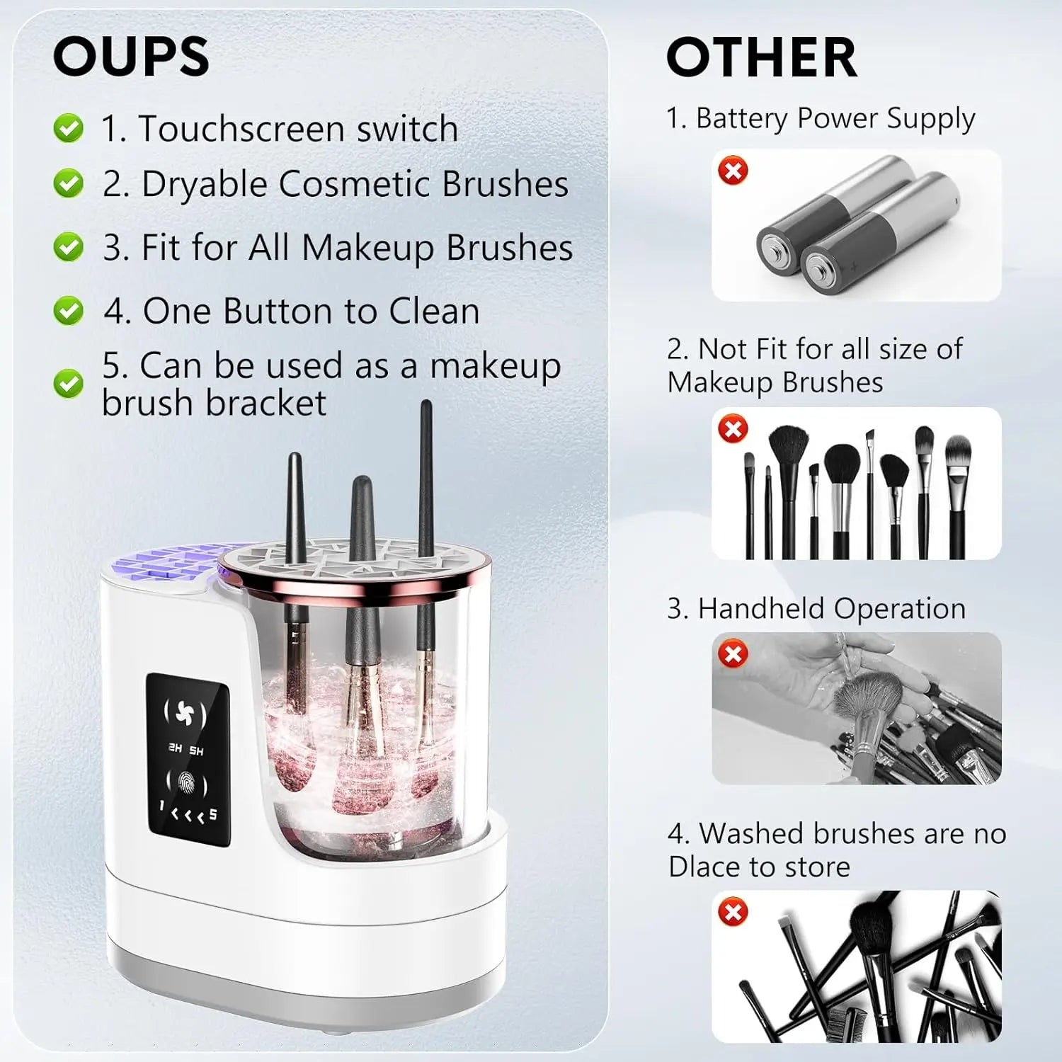 3 IN 1 Electric Makeup Brush Cleaner Machine with Makeup Brush Dryer for All Size Beauty Makeup Brush Cosmetic Tools Fast Drying