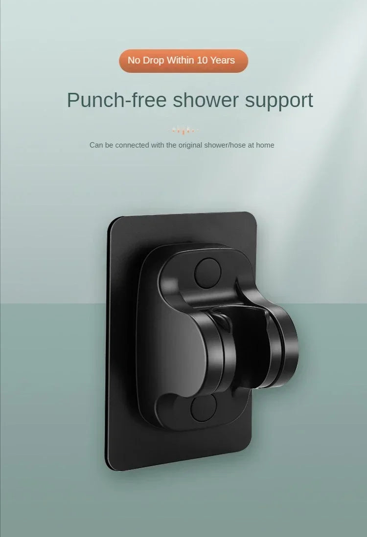 High-Pressure Handheld Shower Head with Stand and Hose - 5 Adjustable Water Flow Modes, Round Plastic Bathroom Accessory