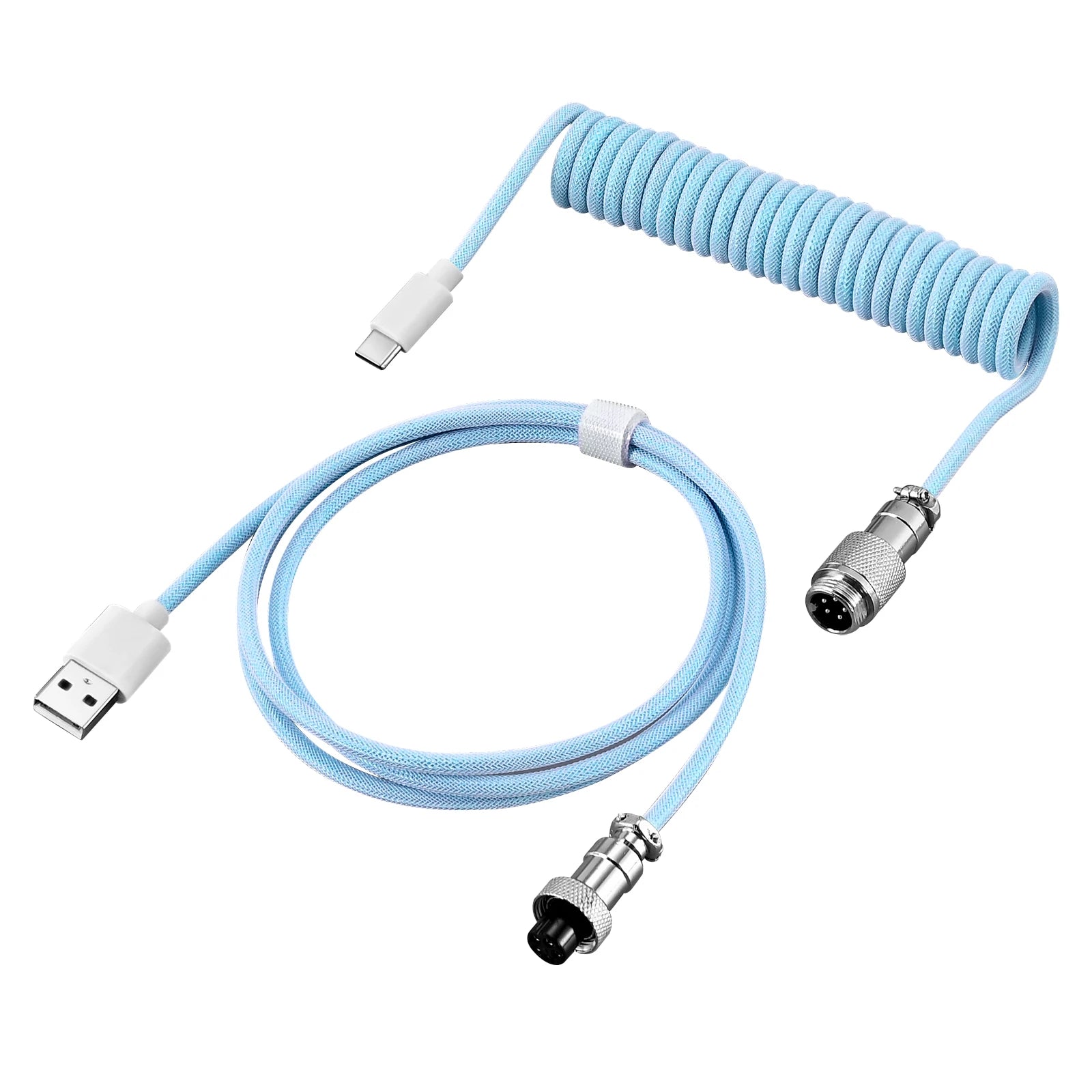 Metal USB A to TYPE C Braided Cable Mechanical Keyboard Coiled Cable USB Spring Wire Aviator Desktop Computer Aviation Connector