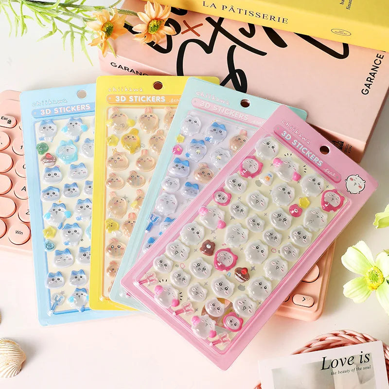 Chiikawa 3D Cute Crystal Stickers Usagi Phone Case Decoration Nail DIY Decorative Stickers for Notebook Laptop Waterproof