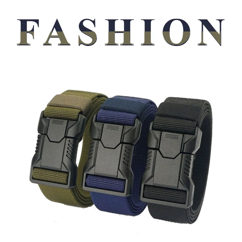 Men’s Minimalist Alloy Automatic Tactical Belt  Outdoor Casual Versatile Sturdy and Durable Workwear Stretch Waist Belts