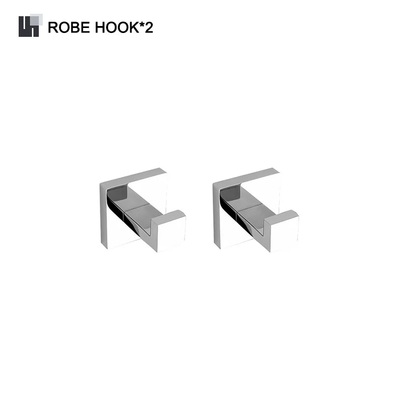 Stainless Steel Chrome Bathroom Hardware Set Square Towel Rack Towel Rack Tissue Holder Robe Hook Bathroom Rack Accessories