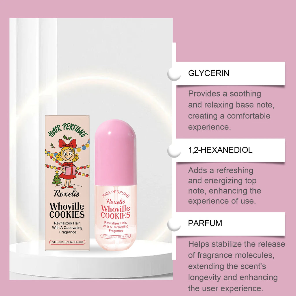 Christmas Cookie Hair Fragrance Spray - Mild Natural Fresh Elegant Light Scent, Daily Portable for Dating