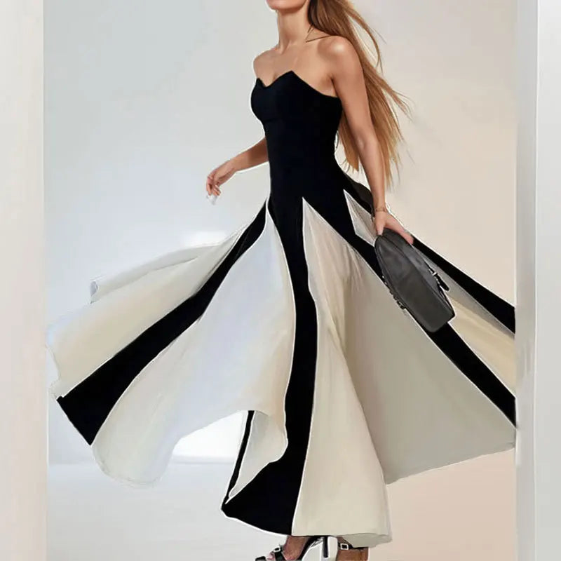 Summer U-neck Casual Female Vintage Elegant Spaghetti Strap Dress Women Elegant Solid Sleeveless A-line Midi Women's Dresses