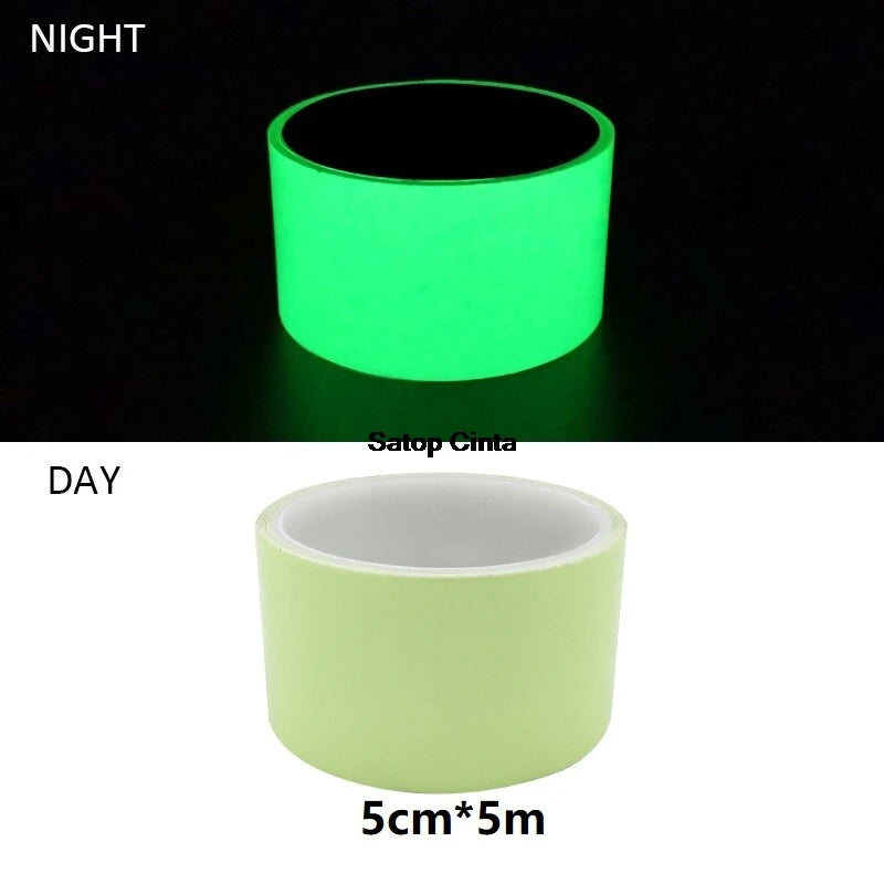 5M Green Luminous Safety Warning Strip Glow In The Dark Tape Self-Adhesive Stickers For Stage Stair Steps Home Marking Exit Sign