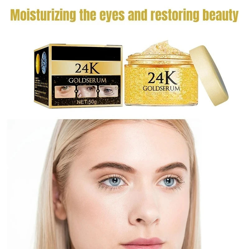 24K Gold Face Serum Fade Dark Circles Fine Line Anti Aging Cream Smoothing Nourishes Firming Lifting Brighten Skin Care Essence