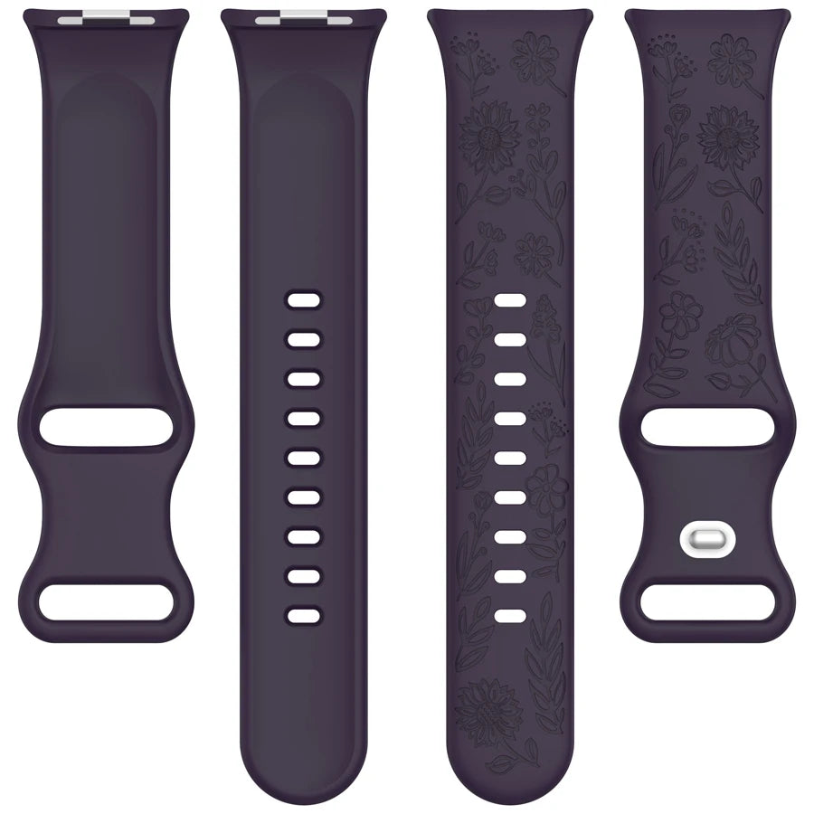 3D Carved Flowers Strap For Xiaomi Mi Smart Band 8 Pro/9 Pro/10 Pro Replacement Sport WristBand For Redmi Watch 4 5 6 Bracelet