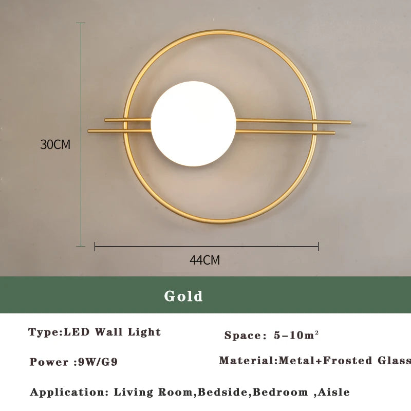 Modern LED Wall Lamps Black Gold Glass Ball Wall Sconces Living Rom Bedroom Hotel Decor Wall Lights Bedside Lights Aisle Lamp G9