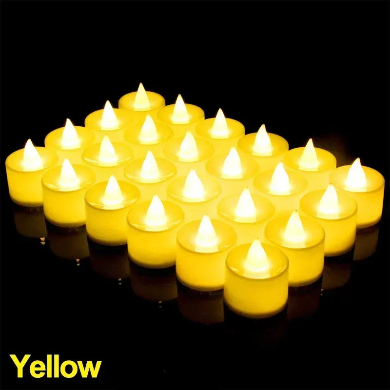 1/48pcs Flameless LED Candle Warm White Light Battery-Power Tealight Haunted House Atmosphere Candle Wedding DIY Decor Supplies