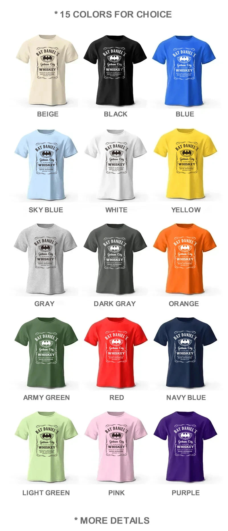 Gotham City Whiskey Printed 100% Cotton T-Shirt, Soft & Breathable Round Neck Short Sleeve Tee, Unisex Dark & Urban Style