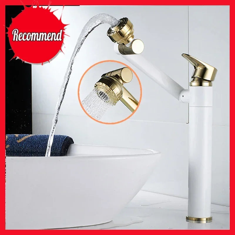 1080° Swivel Bathroom Sink Faucet Basin Faucet Mixer Deck Mounted Splash Proof Water Tap Shower Head Aerators Tapware