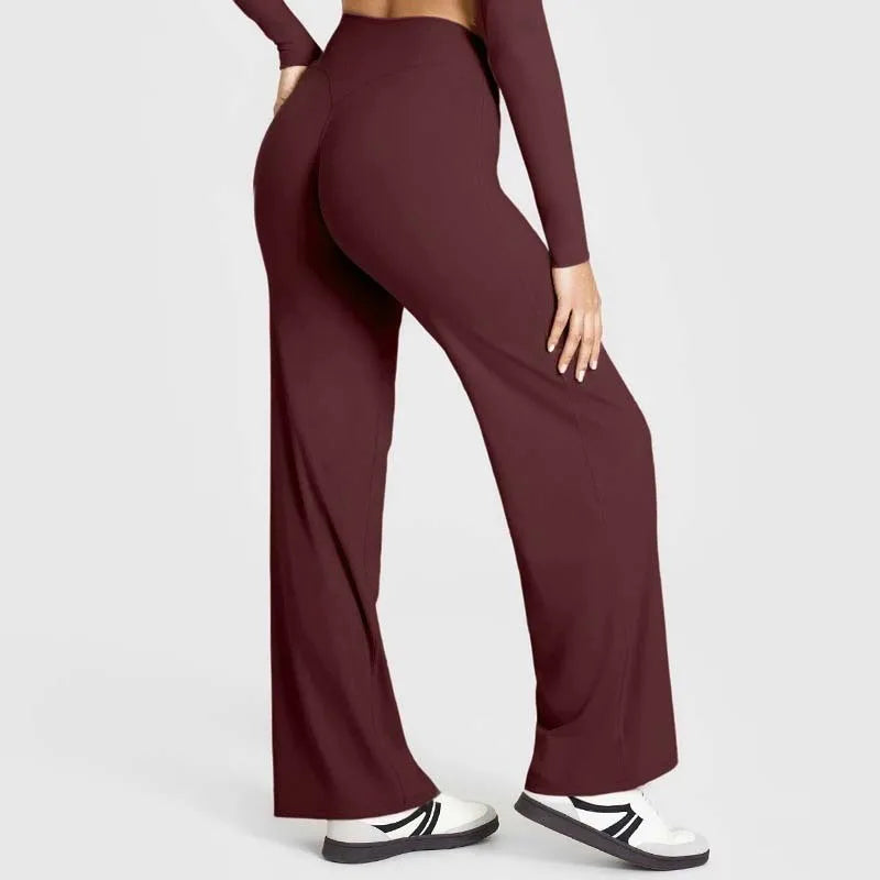Straight-Leg Pants Ultra Soft Butter Fabric Women Mid-Waist Yoga Pants GYM Naked Feel Pilates Running Sport Trousers Yoga Pants