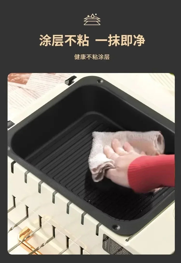 220V Automatic Multi-functional Indoor Electric Oven for Home Use with Smokeless BBQ Grill Turnspit Rotisserie BBW
