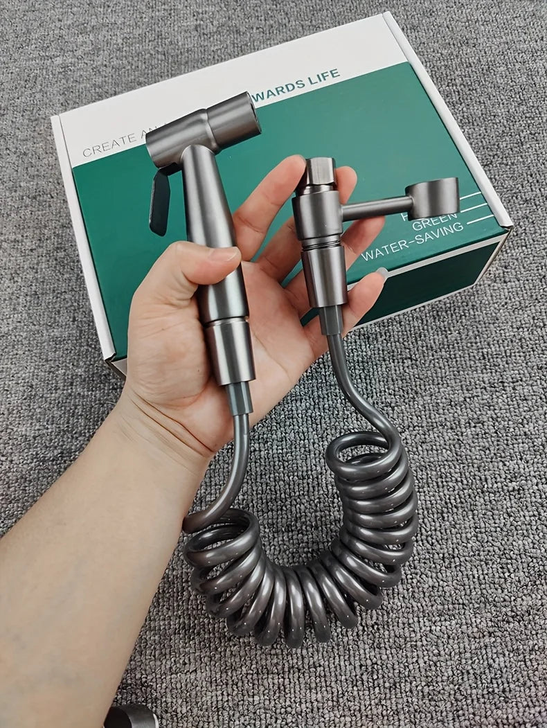 Stainless Steel Nozzle Bidet Handheld Toilet Companion Set Wall Mounted One in Two Out Angle Valve Kit Bathroom Accessories