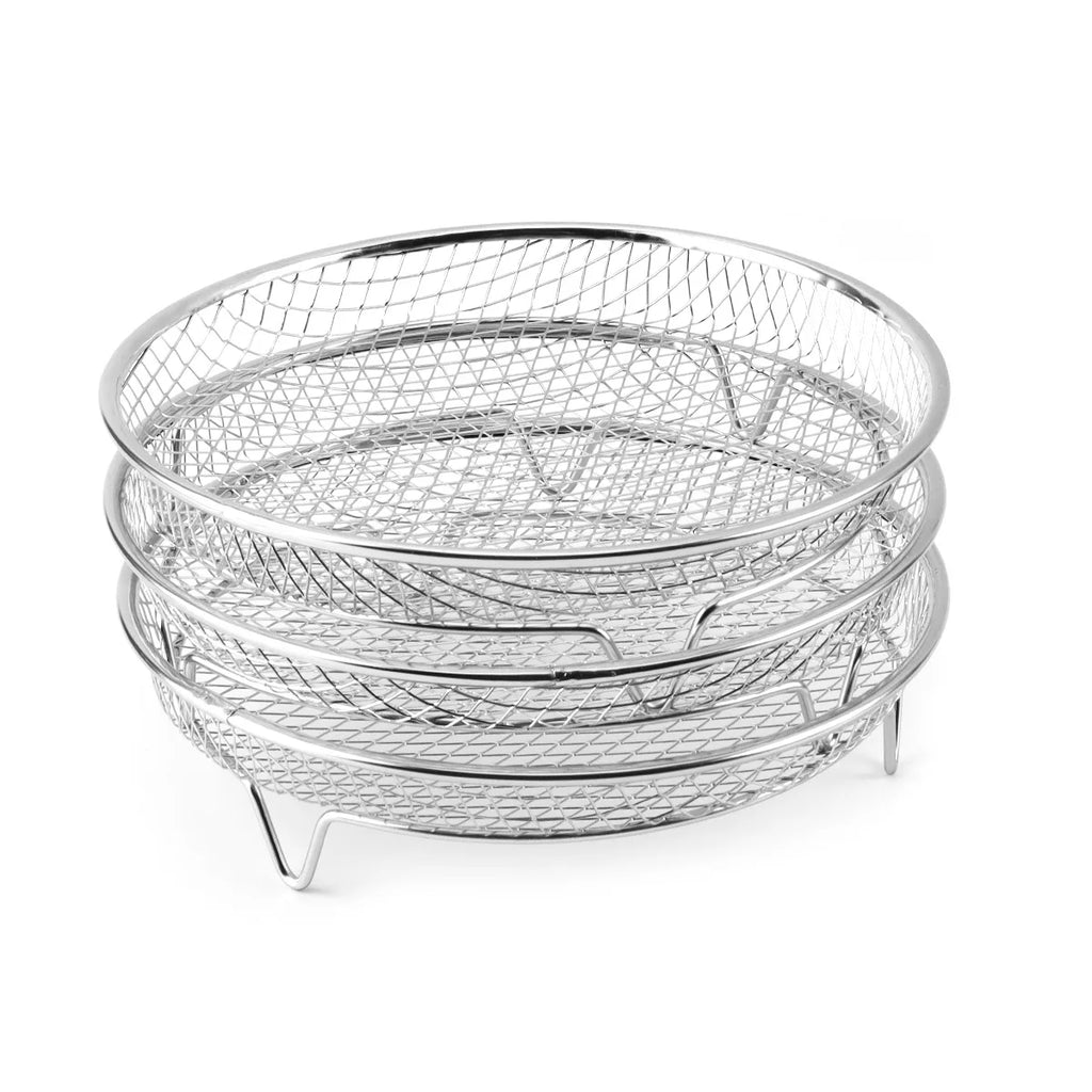 PLOVG Stackable Air Fryer Racks Set Stainless Steel Grilling Oven Steamer Cooker Home Kitchen Gadgets Round Square Rectangle