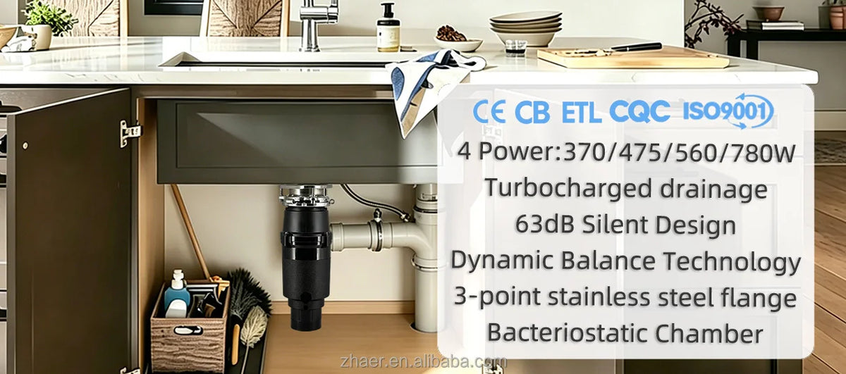 0.5HP 370W Food Waste Disposer Standard Sample CE CB 220-240V Fast Dispatch Source Factory OEM Source Distributor Test