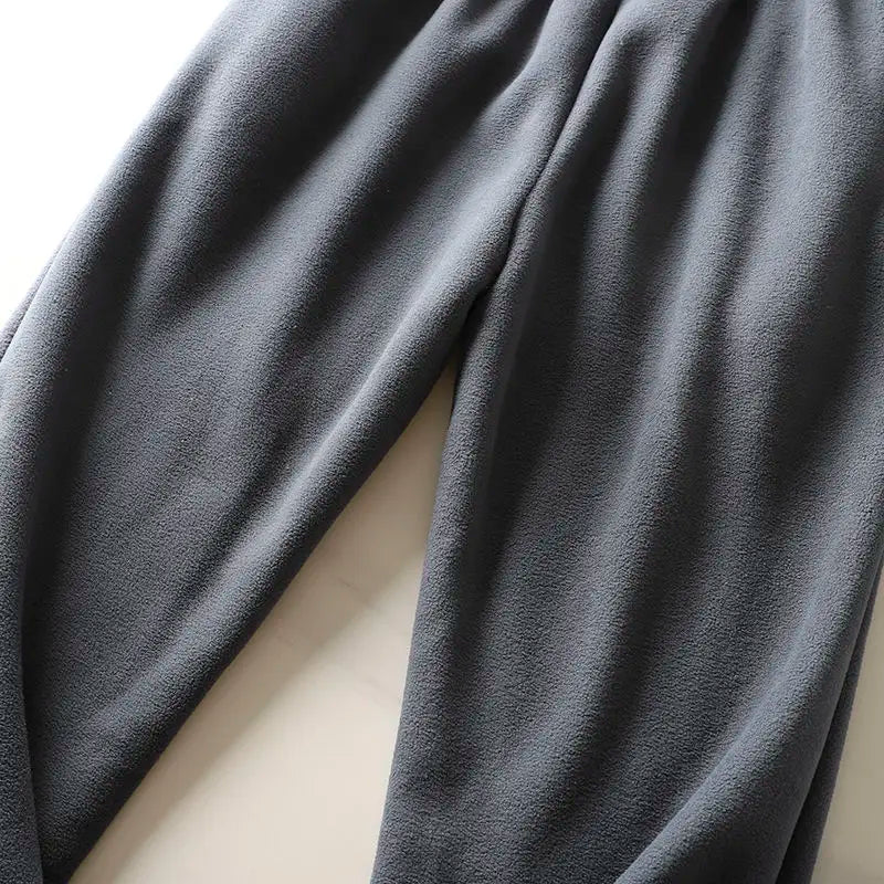Fleece and Lambswool Men Sweatpants Winter Embroidery Thick Warm Double-sided Velvet Windproof Thermo Trousers Soft Harem Pants