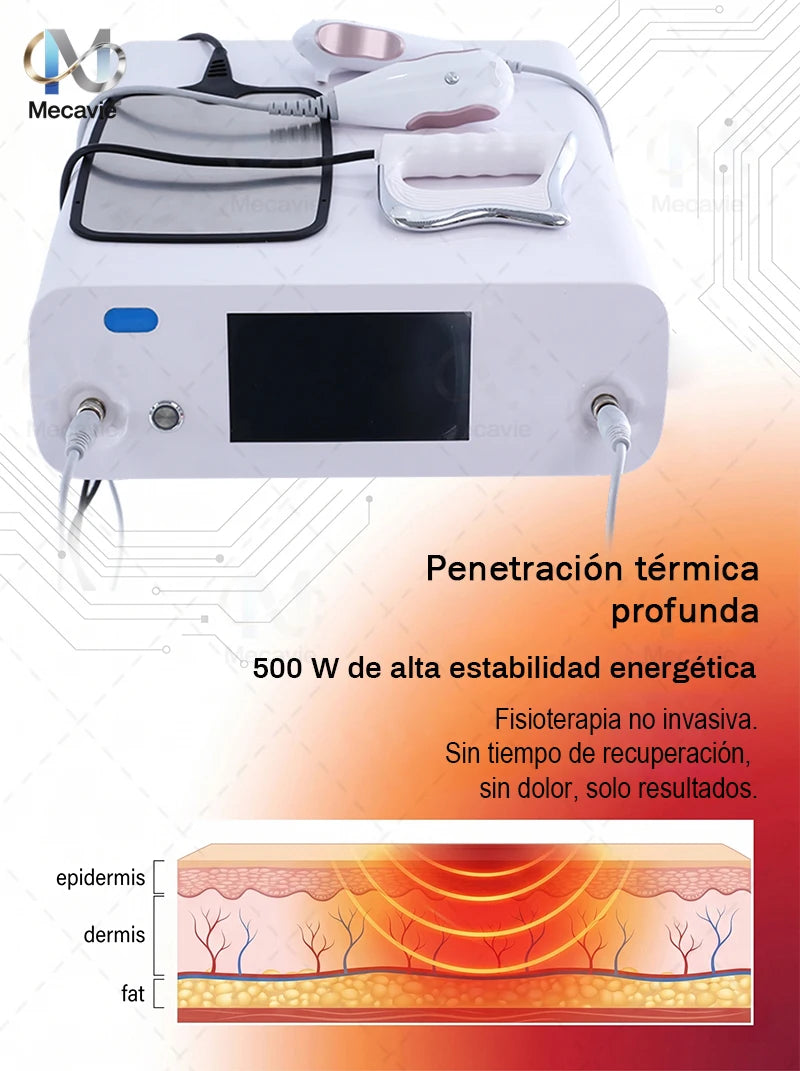 Mecavie 448KHz High RF Therapy Machine 500W Deep Thermal System 4 Probes (CET/RET)  Body Sculpting Pain Relief Facial Lifting
