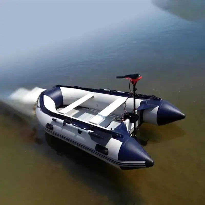 12'6" Inflatable Fishing Boat PVC 0.9mm with Aluminum Floor Rowing Boats 380cm for 6 Person Sport Yacht on Sea Max 30HP Power