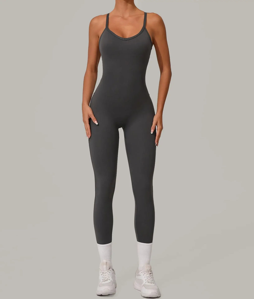 Wholesale Gym Clothes Woman Yoga Set Padding Women's Gym Jumpsuit Activewear Sportswear Push Up Fitness Sports Overalls Purple
