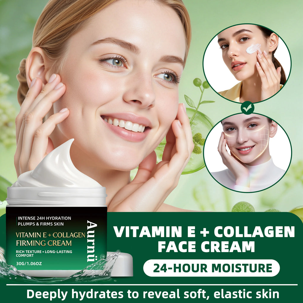 Aurnü VITAMIN E COLLAGEN FIRMING CREAM, Hydrating & tightening formula, long-lasting moisture,  Perfect for morning and evening