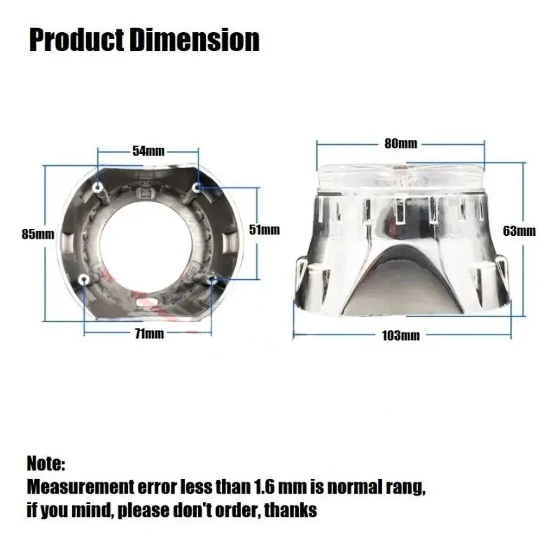 2.5 inch 80mm LED Angel Eyes Projector Shrouds WST Bi-xenon Bi-led Headlight Lenses Cover Mask Car Light Retrofit Accessories