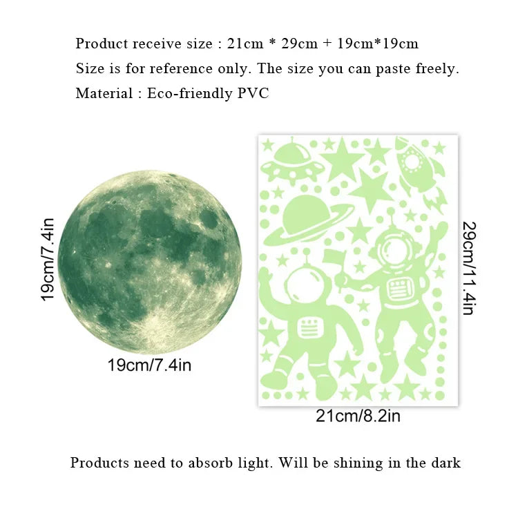 DIY Glow-in-the-Dark Star and Moon Wall Decals: PVC Glow-in-the-Dark Space Stickers, Perfect for Kids' Bedrooms and Home Decor