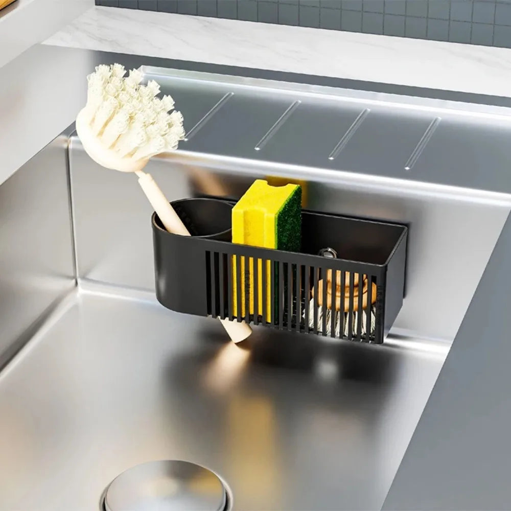 Well-ventilated Kitchen Sink Organizer Plastic Space-saving Sink Sponge Storage Basket Sponge Holder Kitchen Drain Rack