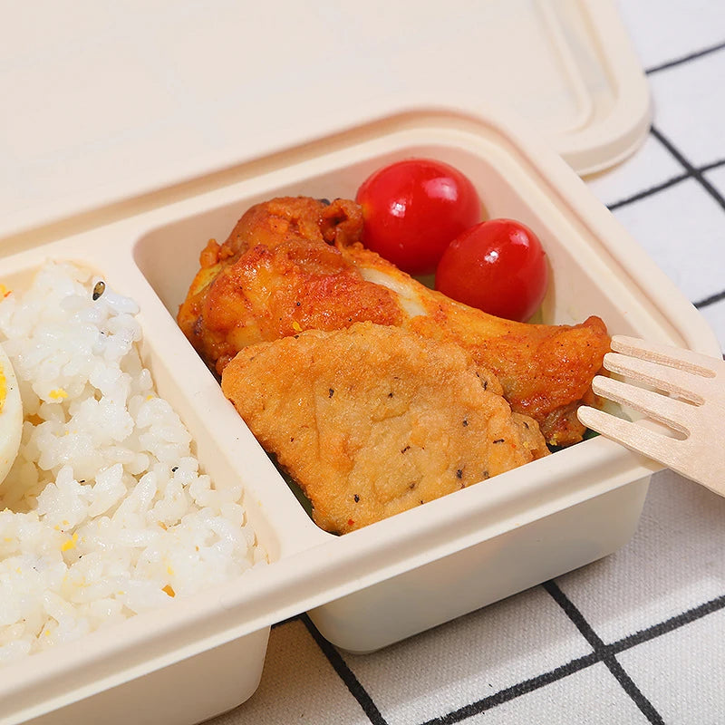 Hamburger Lunch Box Double Tier Cute Burger Bento Lunchbox Microwave Food Container Fork Tableware Set Owl Compartment