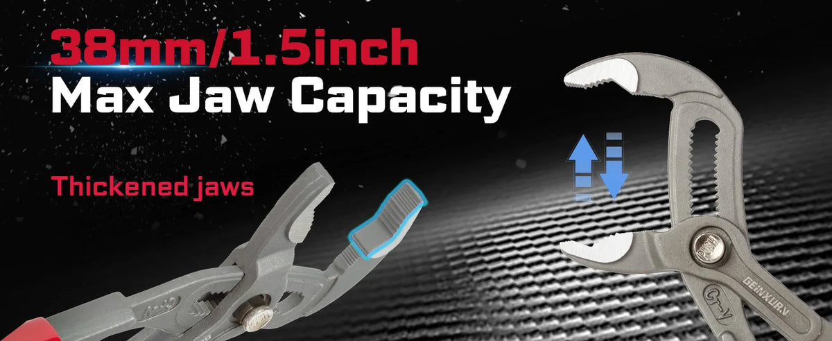 7' Groove Joint Pliers W/ Button Adjustment, 1.5' Max Capacity, CR-V Steel, Parallel Jaws for Plumbing
