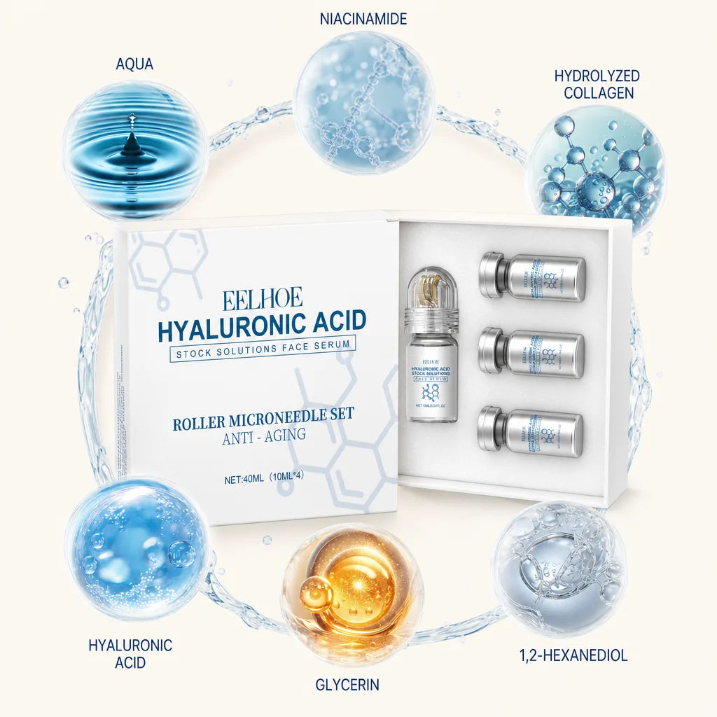 Niacinamide Dissolvable Microneedle Kit Hyaluronic Acid Essence Deep Hydration Nourish Refine Smooth Renew Facial Skin