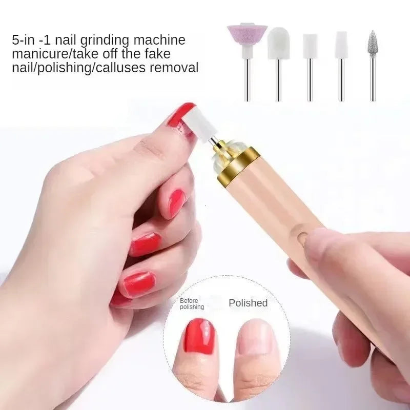 Nail Polishing Machine Electric Nail Grinder With Light Portable Mini Electric Manicure Art Pen Tools With Bag For Gel Removing