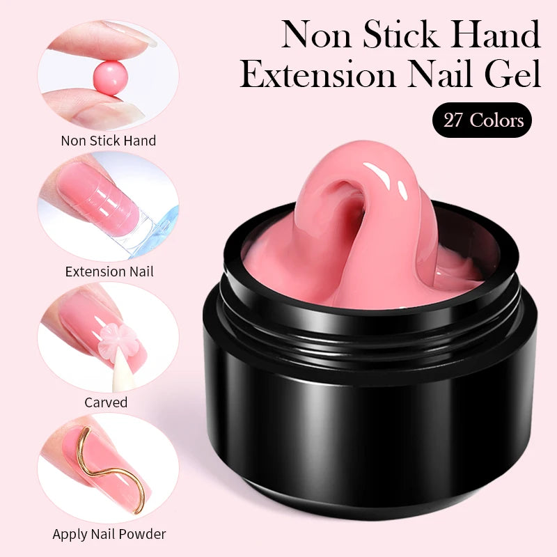 BORN PRETTY Non-Stick Hand Extension Gel Nail Polish 15ml 3D Shaping/Sculpting/Carving Milky Jelly UV/LED Nail Art Hard Gel
