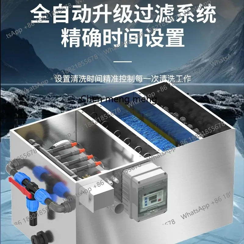 Stainless steel fish pond filter water circulation system silent backwash drum micro filter  A61